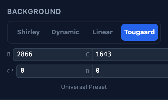 Tougaard U2/U4 parameters in the sidebar.